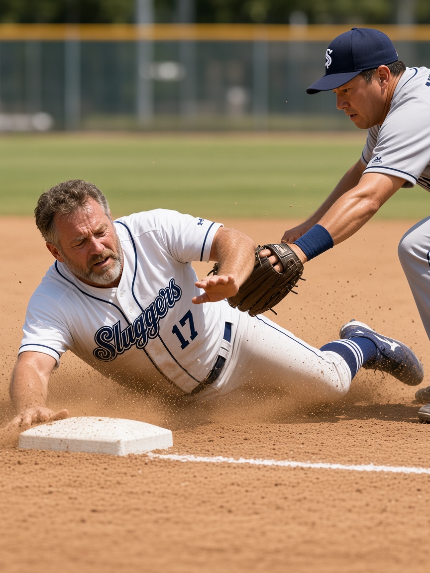Sluggers player sliding